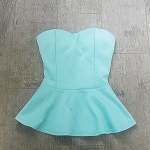 Strapless peplum top